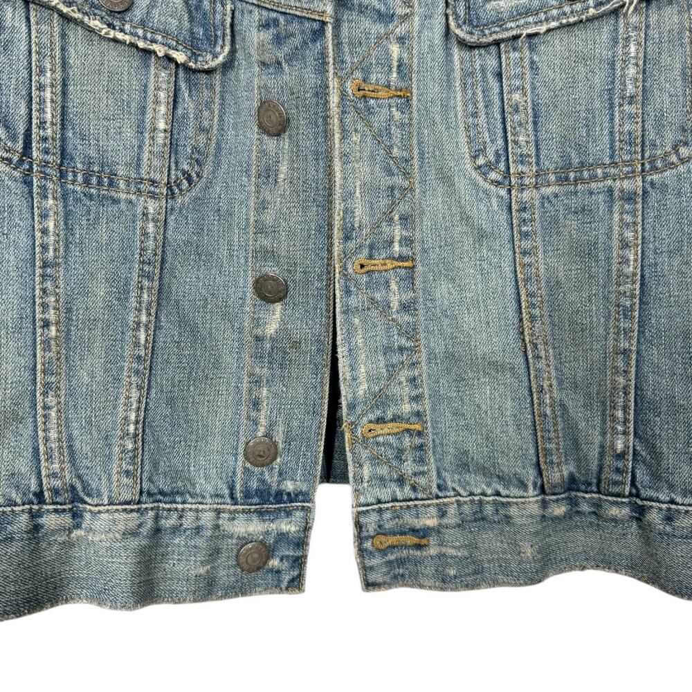 Vintage Ralph Lauren Dungarees Distressed Denim Jacket Medium Light Wash Classic - Picture 4 of 11